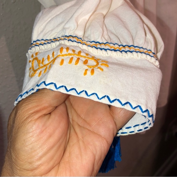 KIMILI Embroidery Blouse/ Dress Medium Cream Light Blue - Picture 9 of 9